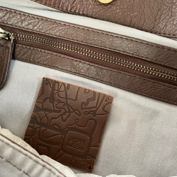 $178! Jasper & Jeera Silk, Leather & Canvas Tote Bag in Pristine Condition - Picture 11 of 13